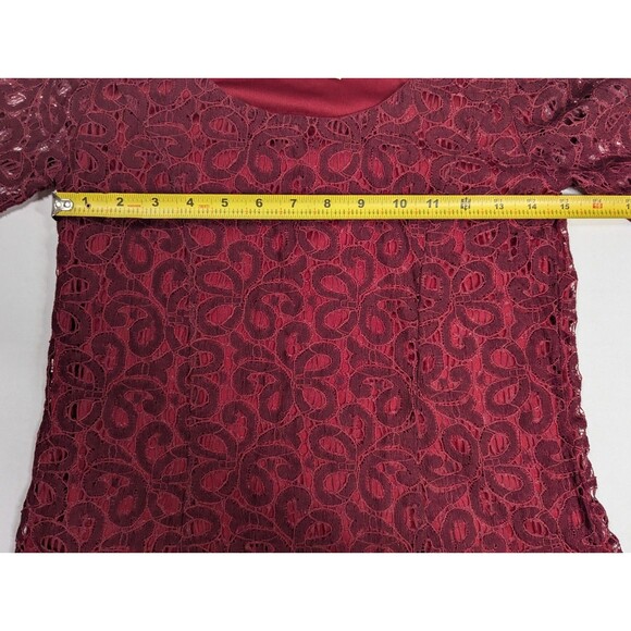 UMGEE Women's Dress Bohemian Tunic Small Burgundy Red Bell Sleeves Scoop Neck - Picture 6 of 11